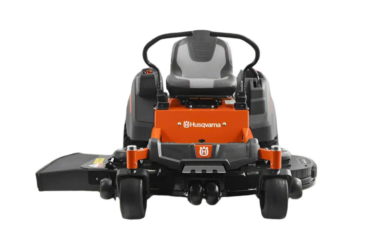Husqvarna riding lawn mower on a white background