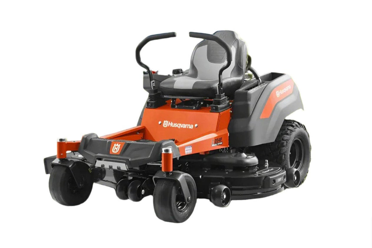 Husqvarna riding lawn mower on a white background