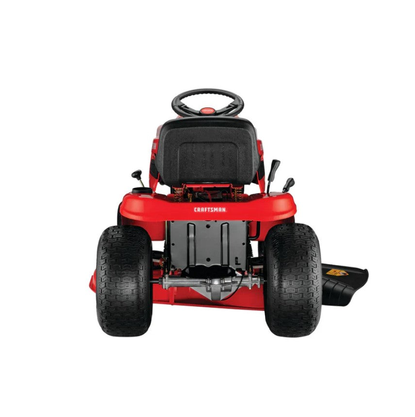 Red riding lawn mower on a white background