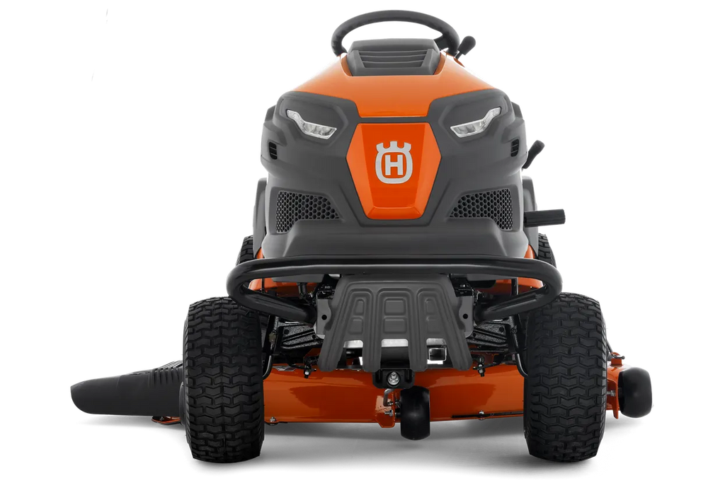 Husqvarna riding lawn mower on a white background